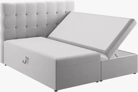 Letto boxspring Mamaia in tessuto Bouclé con contenitore e testiera – 160×200 cm