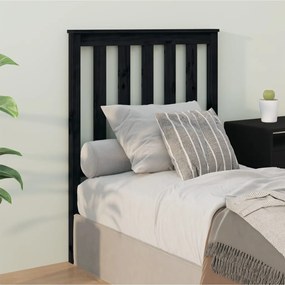 Testiera per letto nera 81x6x101 cm in legno massello di pino