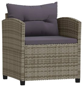 Set divani da giardino 7 pz con cuscini in polyrattan grigio