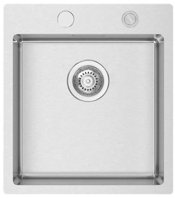 Lavello semincasso 1 vasca RODI Box Lux 46 piletta tonda inox L 50.5 x L 45 x P 20 cm argento
