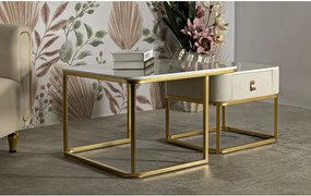 Set di tavolini da salotto color crema/dorati con effetto marmo 2 pz 50x70 cm Beauty – Mauro Ferretti