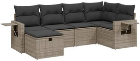 Set divano da giardino 6 pz con cuscini grigio in polyrattan