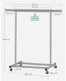 Appendiabiti mobile a piantana LINEA, argento