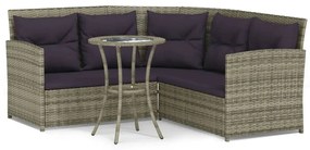 Set divano a l con cuscini 2 pz grigio in polyrattan