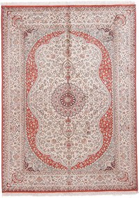 Cashmere Silk Tappeto 220x160 Beige (Indian) Annodato A Mano