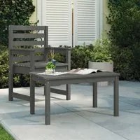 Tavolo da Giardino Grigio 82,5x50,5x45 cm Legno Massello Pino 824115