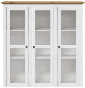 Credenza bodo 115,5x43x200,5 cm massello pino bianco e marrone