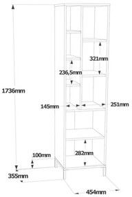 Colonna Bagno Multiuso Armadietto 45x36x174H Rovere E Bianco Flora