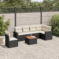 Set Divani da Giardino con Cuscini 7pz Nero Polyrattan 3256476