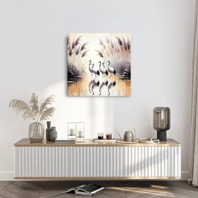 Quadro su tela – Gru nella mattina dorata
