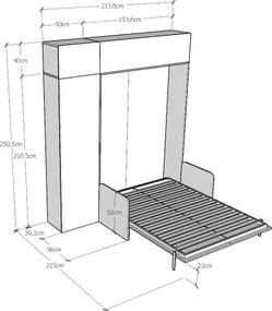 Letto alla francese a scomparsa 140 cm con mobili Bianco KENTARO SOFŔ