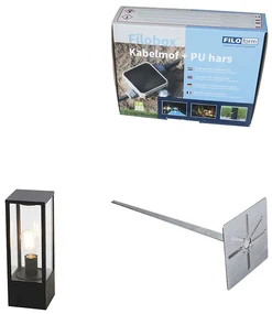 Lampada da esterno a stelo nera 40 cm con picchetto e pressacavo - Charlois