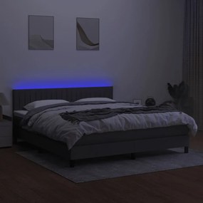 Letto a molle materasso e led grigio scuro 160x200cm in tessuto