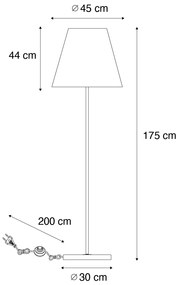 Lampada da terra retrò in ottone con paralume plissé crema 45 cm - Kaso