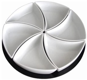 Set di 6 ciotole TORO con vassoio, in ceramica e legno