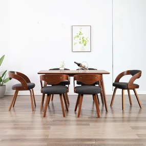 Sedie Da Pranzo 6 Pz Grigio Scuro İn Legno Piegato E Tessuto /