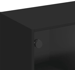 Mobile Porta TV con Ante in Vetro Nero 102x37x42 cm