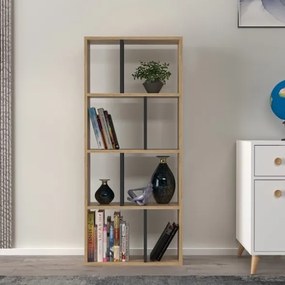 Libreria Moderna 60x25x140 Tuco Rovere Chiaro E Antracite