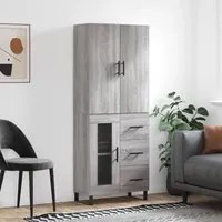 Credenza Grigio Sonoma 69,5x34x180 cm in Legno Multistrato 3195985