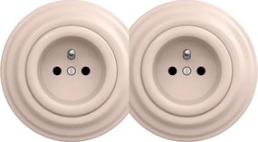 Kliklap - Presa doppia da parete in stile retrò con cornice, 230 V, rosa antico