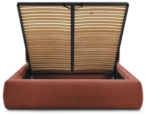 Letto matrimoniale imbottito arancione con vano contenitore con griglia 180x200 cm Vernon - Bobochic Paris