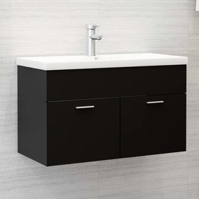 Mobile con lavabo integrato nero in legno multistrato