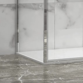 Kamalu - Cabina doccia 3 lati 90x130x90 scorrevole telaio cromato minimale | KLA-4000C