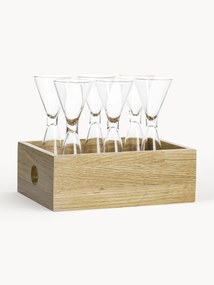 Set di bicchieri per shot in vetro soffiato con scatola in legno Semon 6 pz