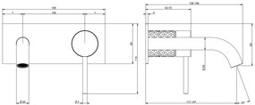 Parte esterna miscelatore lavabo a parete bocca media senza scarico parte incasso non inclusa steel brushed intreccio 54188 gessi