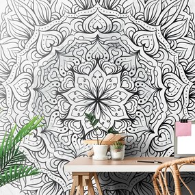 Carta da parati – Mandala etnica astratta in bianco e nero