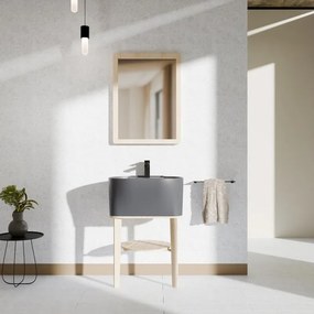 Mobile bagno da terra con lavabo L 50 x H 57 x P 41.5 cm frassino naturale e grigio per vasca centrale Tina