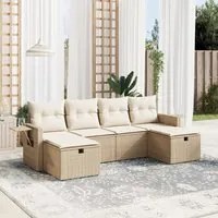 Set Divano da Giardino 6 pz con Cuscini Beige in Polyrattan 3263854