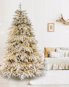 Albero di Natale artificiale innevato Veddasca effetto realistico illuminato H 210 cm x ø 155 cm