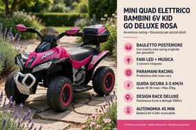 Mini Quad Elettrico per Bambini 6V Kid Go Deluxe Rosa...