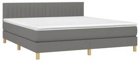 Letto a Molle Materasso e LED Grigio Scuro 180x200cm in Tessuto