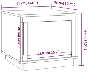 Tavolino da Salotto Bianco Lucido 51x50x44 cm Legno Multistrato