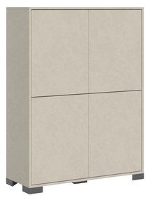 Madia e Porta TV Lumina con ante in bianco lucido e cashmere, Cashmere / Credenza Alta