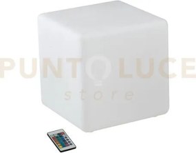 Lume da giardino geco cubo bianco 1 luce attacco e27 ip65 30x30x30cm