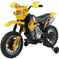 Moto Cross Elettrica per Bambini 6V con Rotelle Giallo