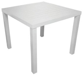 Tavolo da pranzo per giardino Sandy in alluminio con piano in teak bianco per 4 persone 80x80cm