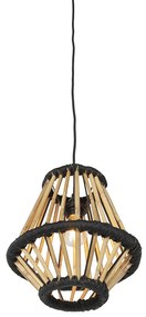 Lampada a sospensione orientale in bambù con nero 32 cm - Evalin