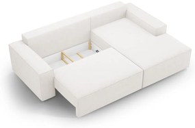 Divano letto angolare bianco in tessuto bouclé (angolo destro) Jodie - Micadoni Home