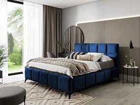 Letto matrimoniale con box contenitore California - 180 x 200 cm , Tessuto blu