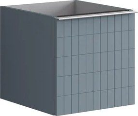Cassettiera Pixel con 1 cassetto frontale Grid laccato opaco indaco e maniglia alluminio brillante ante L.40 H.40 P.45,5 cm.