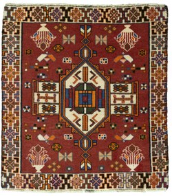 Shiraz Tappeto 70x60 Rosso (Iran) Annodato A Mano