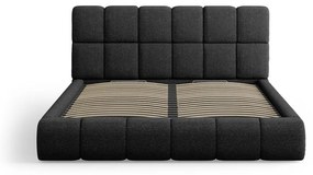 Letto matrimoniale imbottito nero con contenitore con griglia 180x200 cm Bellis - Micadoni Home