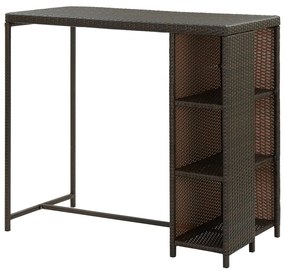 Tavolo da bar con ripiani marrone 120x60x110 cm in polyrattan