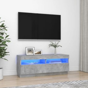 Mobile Porta TV con Luci LED Grigio Cemento 100x35x40 cm