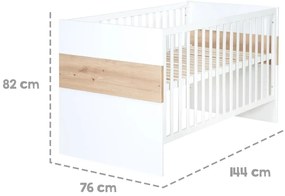 Lettino in colore bianco e naturale 70x140 cm Lion - Roba