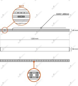 Plafoniera Lineare LED 40W 120cmDALI2 - driver Philips Bianca o nera